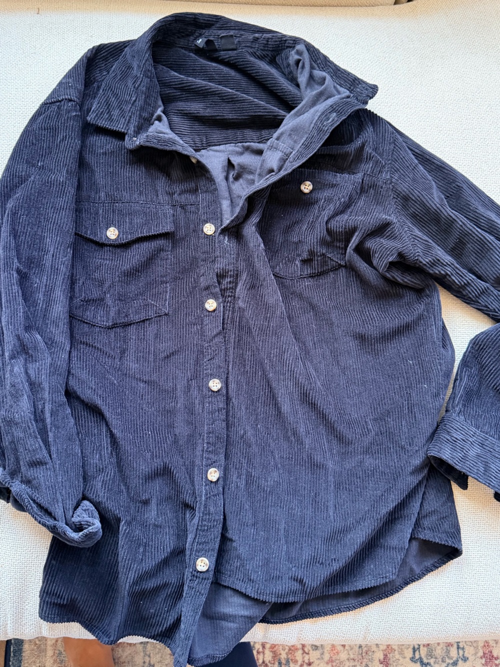 Roxy Black Corduroy Button-Up